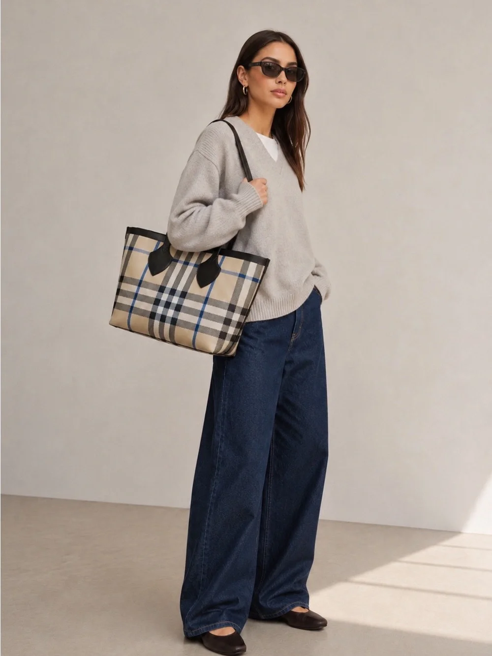 Burberry Reversible Check Canvas Tote Bag